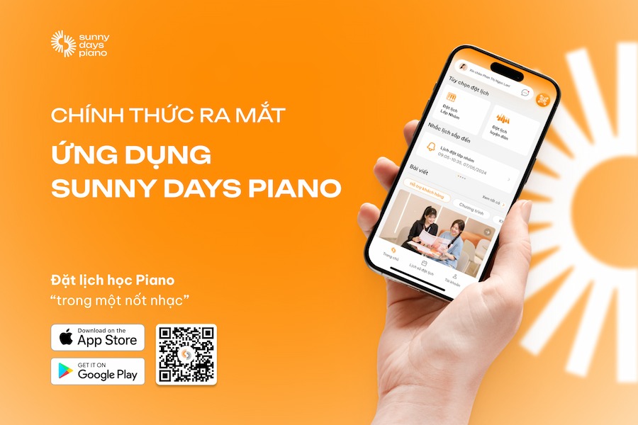 Sunny Days Piano chính thức ra mắt ứng dụng đặt lịch học Piano dành riêng cho học viên - App Sunny Days Piano